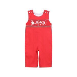 Lil Cactus Girls  Smocked Overall, Red